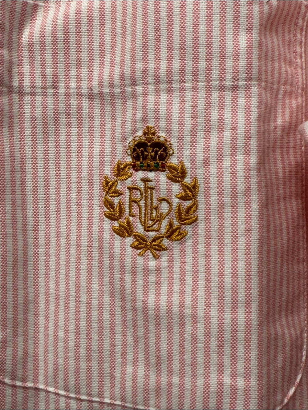 Ralph Lauren Women Pink & White Striped Button-Down Shirt - Picture 3 of 5